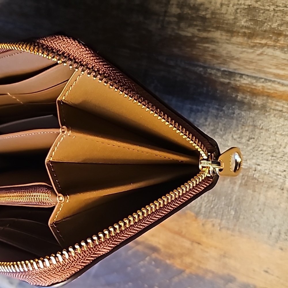 Coach Long Zip Around Wallet In Rainbow Signature Canvas - Picture 6 of 13